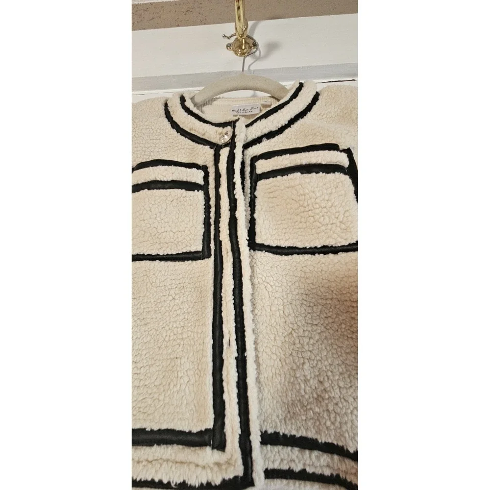 Ooh!La,La!‎ Couture black faux leather trim cardigan Teddy fleece girl Sz 12